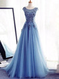 Ball Gown Sleeveless Jewel Applique Tulle Prom Dresses by misshow.com