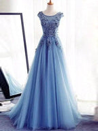 Ball Gown Sleeveless Jewel Applique Tulle Prom Dresses by misshow.com
