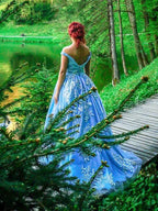 Ball Gown Sleeveless Off-the-Shoulder Applique Tulle Prom Dresses by misshow.com