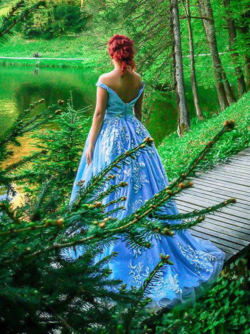 Ballkleid Ärmellos Off-the-Shoulder Applikationen Tüll Ballkleider