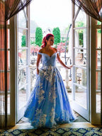Ball Gown Sleeveless Off-the-Shoulder Applique Tulle Prom Dresses by misshow.com