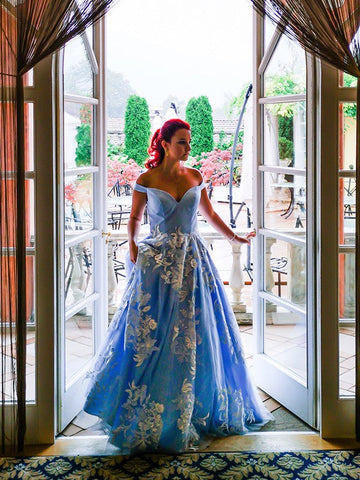 Ballkleid Ärmellos Off-the-Shoulder Applikationen Tüll Ballkleider