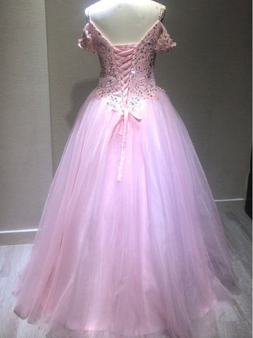 Ballkleid Ärmellos Spaghettiträger Tüll Kristall Bodenlang Ballkleider