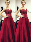 Ball Gown Sleeveless Sweetheart Beading Floor-Length Satin Prom Dresses by misshow.com
