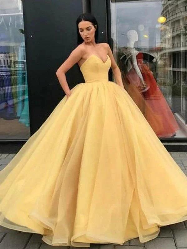 Ball Gown Sleeveless Sweetheart Organza Floor-Length Prom Dresses by misshow.com