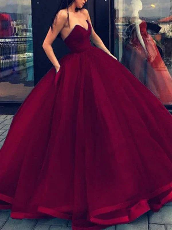 Ball Gown Sleeveless Sweetheart Organza Floor-Length Prom Dresses by misshow.com
