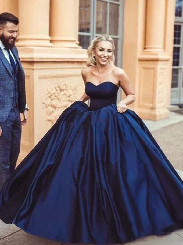 Ball Gown Sleeveless Sweetheart Ruffles Satin Prom Dresses by misshow.com