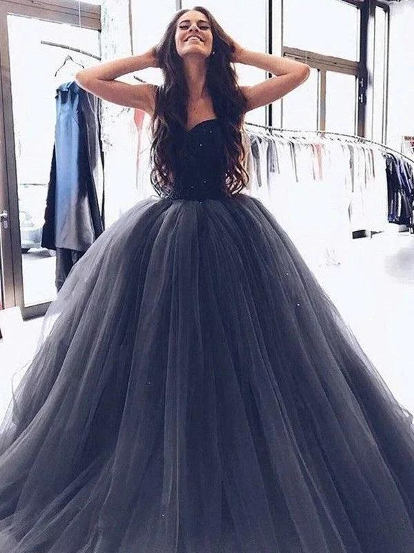 Ball Gown Sweetheart Sleeveless Beading Tulle Prom Dresses by misshow.com