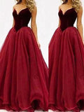Ball Gown Sweetheart Sleeveless Tulle Floor-Length Prom Dresses by misshow.com