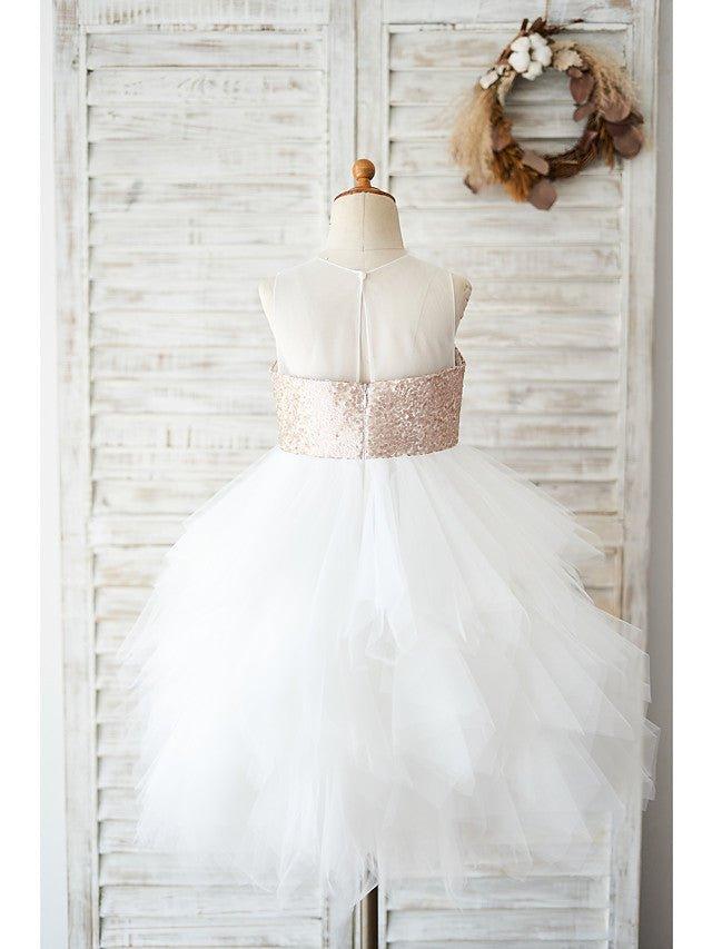 Ball Gown Tulle Sequined Sleeveless Jewel Neck Wedding Birthday Flower Girl D… - photo 2