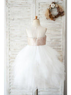 Ball Gown Tulle Sequined Sleeveless Jewel Neck Wedding Birthday Flower Girl D… - photo 2