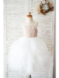 Ball Gown Tulle Sequined Sleeveless Jewel Neck Wedding Birthday Flower Girl D… - photo 1