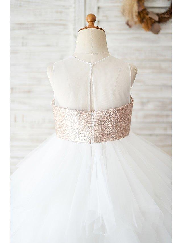 Ball Gown Tulle Sequined Sleeveless Jewel Neck Wedding Birthday Flower Girl D… - photo 4
