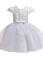 Ball Gown Tulle Short Sleeve V Neck Wedding Party Flower Girl Dresses - photo 5