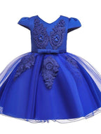 Ball Gown Tulle Short Sleeve V Neck Wedding Party Flower Girl Dresses - photo 4