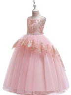 Ball Gown Tulle Sleeveless Jewel Neck Pageant Flower Girl Dresses - photo 1