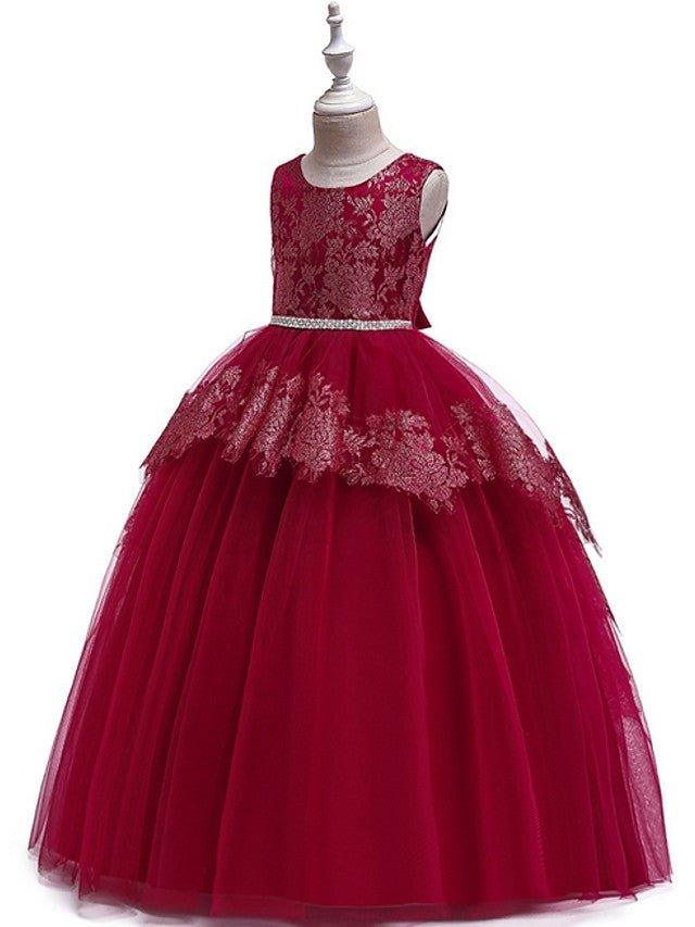 Ball Gown Tulle Sleeveless Jewel Neck Pageant Flower Girl Dresses - photo 3