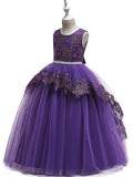 Ball Gown Tulle Sleeveless Jewel Neck Pageant Flower Girl Dresses - photo 2