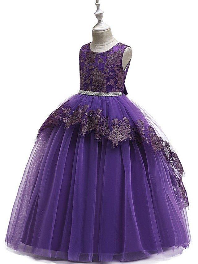 Ball Gown Tulle Sleeveless Jewel Neck Pageant Flower Girl Dresses - photo 2