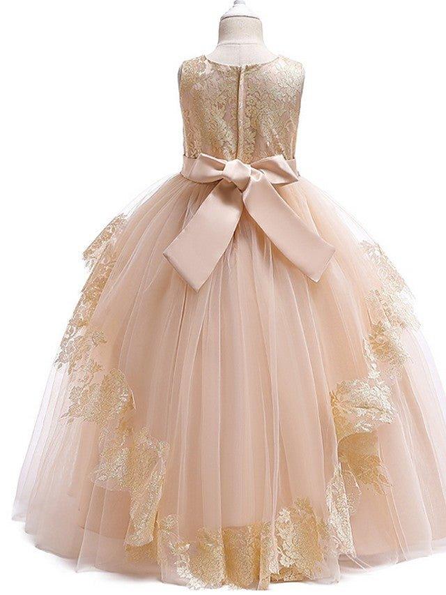 Ball Gown Tulle Sleeveless Jewel Neck Pageant Flower Girl Dresses - photo 6