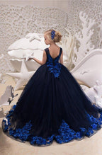 Ball Gown Tulle Sleeveless Jewel Neck Sweep Brush Train Wedding Party Flower… - photo 2