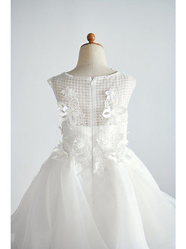 Ball Gown Tulle Sleeveless Jewel Neck Wedding Birthday Flower Girl Dresses - photo 4