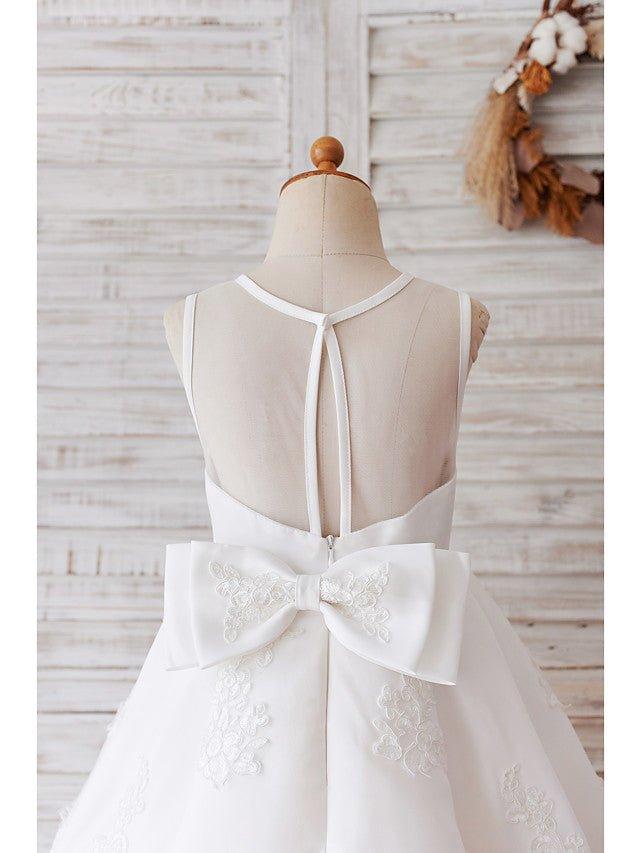 Ball Gown Tulle Sleeveless Jewel Neck Wedding Birthday Flower Girl Dresses - photo 3