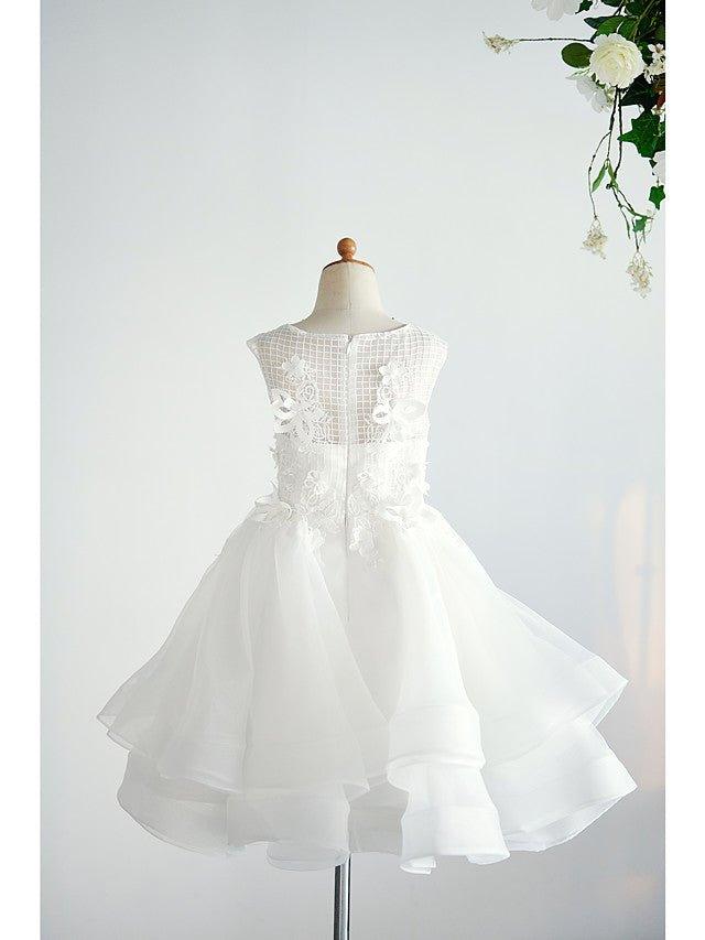 Ball Gown Tulle Sleeveless Jewel Neck Wedding Birthday Flower Girl Dresses - photo 2