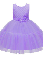 NumberSea - Ball Gown Tulle Sleeveless Jewel Neck Wedding Party Flower Girl Dresses