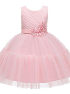Ball Gown Tulle Sleeveless Jewel Neck Wedding Party Flower Girl Dresses - photo 6