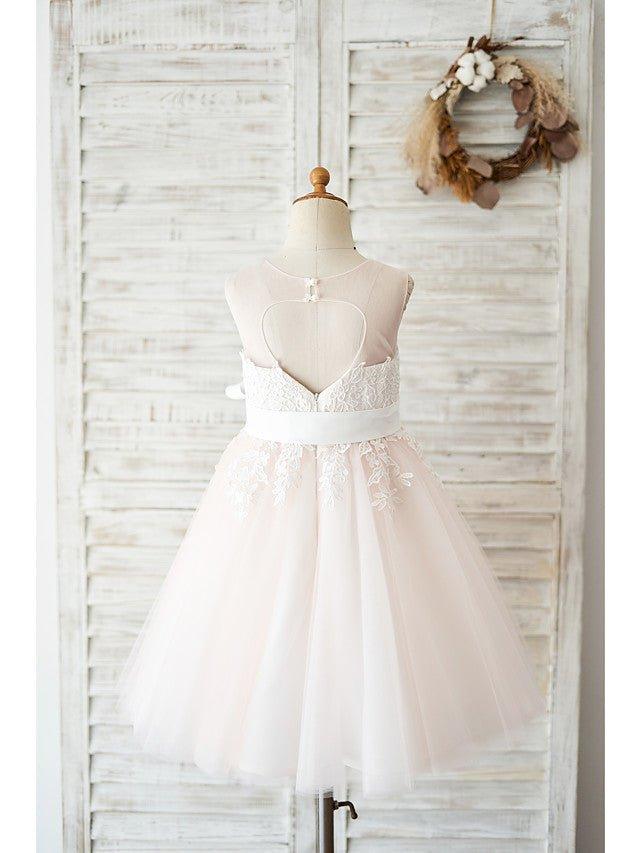 Ball Gown Tulle Sleeveless Jewel Neck Wedding Party Flower Girl Dresses - photo 2
