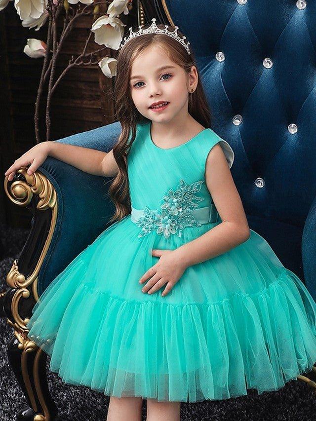 Ball Gown Tulle Sleeveless Jewel Neck Wedding Party Flower Girl Dresses - photo 3