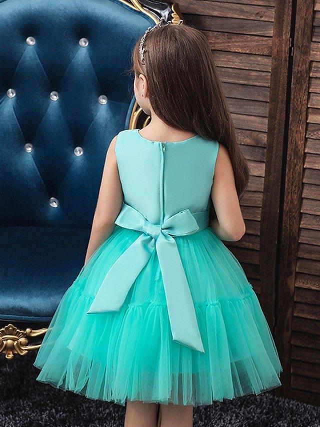 Ball Gown Tulle Sleeveless Jewel Neck Wedding Party Flower Girl Dresses - photo 4