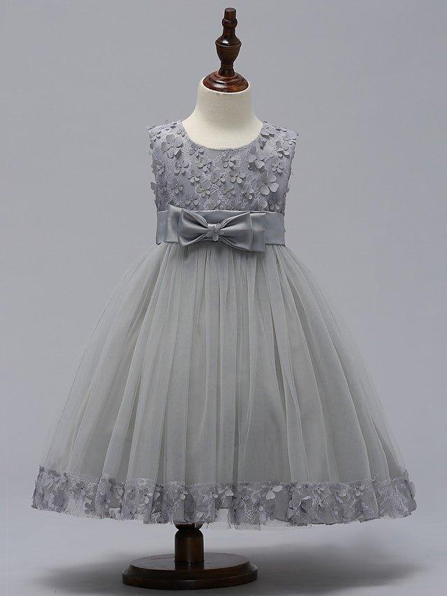 Ball Gown Tulle Sleeveless Jewel Neck Wedding Party Flower Girl Dresses With Bow - photo 5