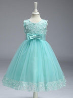 Ball Gown Tulle Sleeveless Jewel Neck Wedding Party Flower Girl Dresses With Bow - photo 4