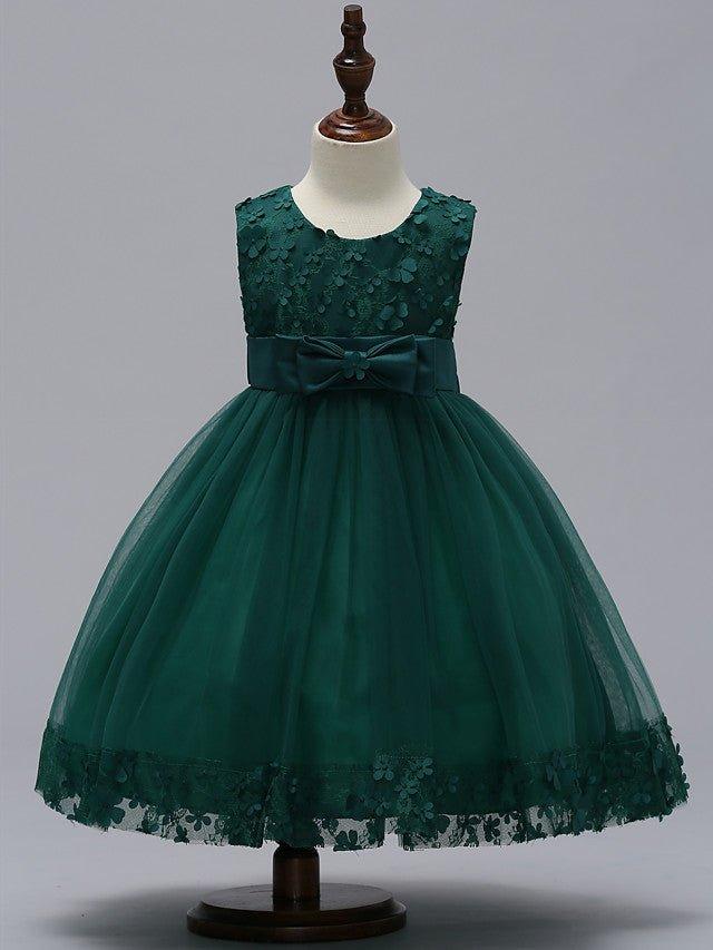 Ball Gown Tulle Sleeveless Jewel Neck Wedding Party Flower Girl Dresses With Bow - photo 6