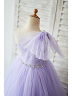 Ball Gown Tulle Sleeveless One Shoulder Wedding Birthday Flower Girl Dresses - photo 4