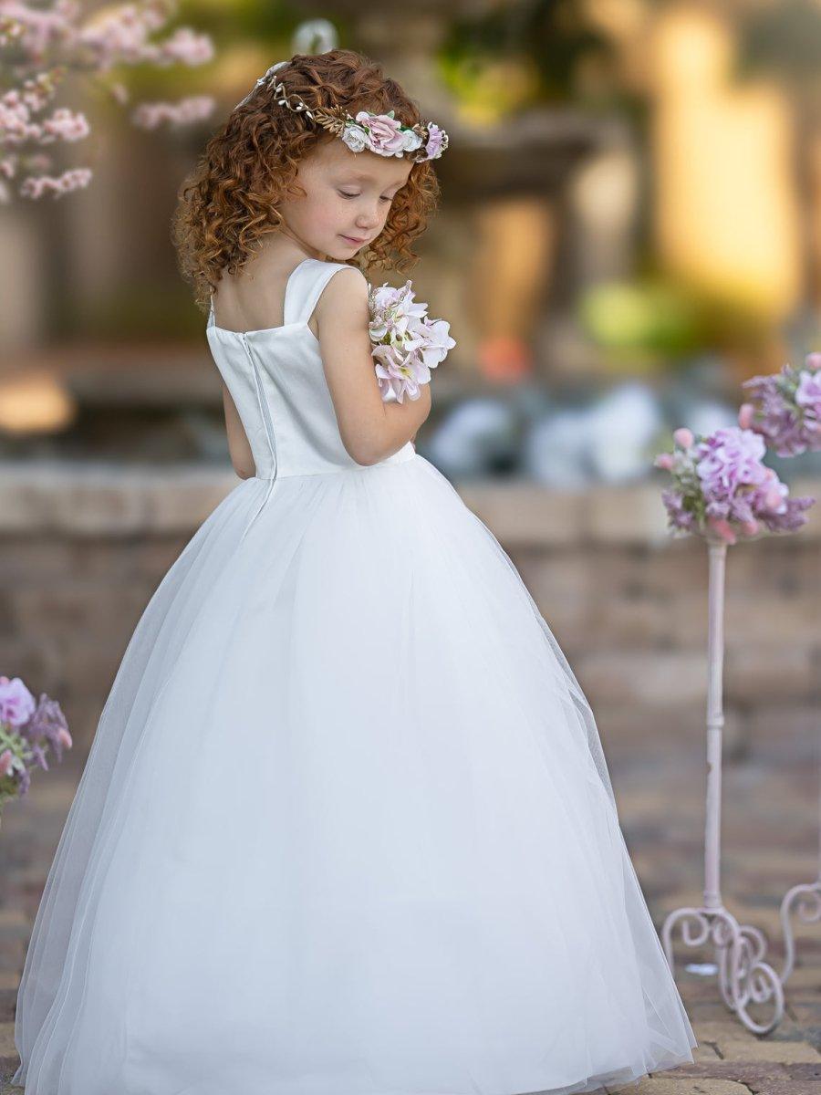 Ball-Gown/Princess Satin Tulle Ankle-length Flower Girl Dress - photo 3