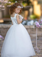 Ball-Gown/Princess Satin Tulle Ankle-length Flower Girl Dress - photo 3