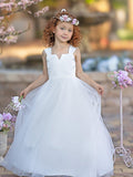 Ball-Gown/Princess Satin Tulle Ankle-length Flower Girl Dress - photo 2