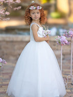 Ball-Gown/Princess Satin Tulle Ankle-length Flower Girl Dress - photo 5