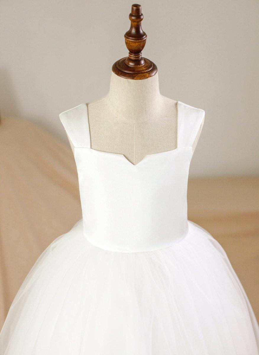 Ball-Gown/Princess Satin Tulle Ankle-length Flower Girl Dress - photo 6