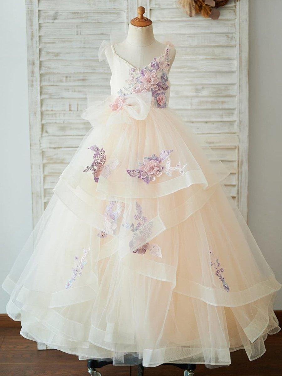 Ball-Gown/Princess Satin Tulle Floor-length Dress - photo 5
