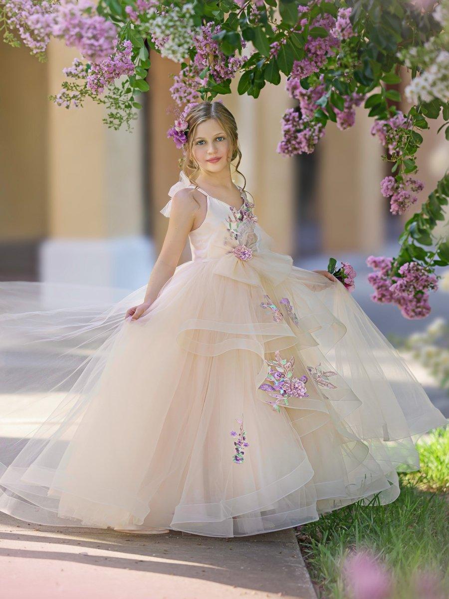 Ball-Gown/Princess Satin Tulle Floor-length Dress - photo 4