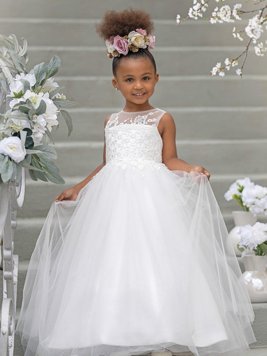 Ball-Gown/Princess Satin Tulle Floor-length Flower Girl Dress - photo 4