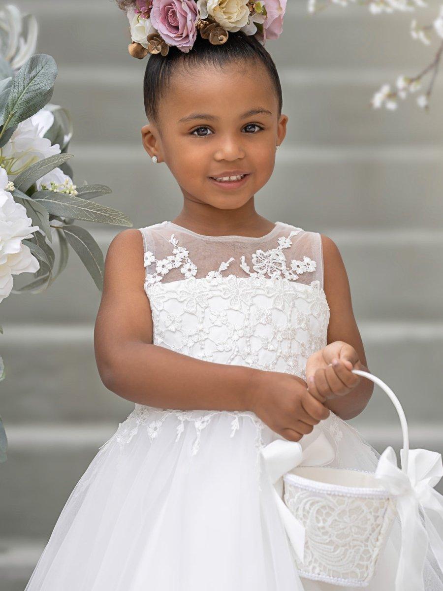 Ball-Gown/Princess Satin Tulle Floor-length Flower Girl Dress - photo 2