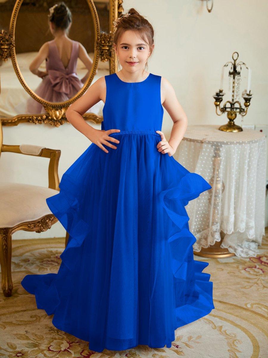 Ball-Gown/Princess Satin Tulle Floor-length Flower Girl Dress - photo 1