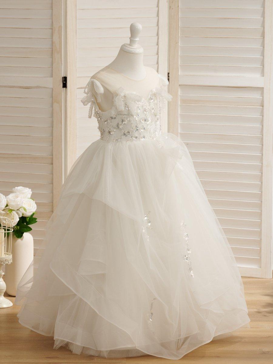 Ball-Gown/Princess Satin Tulle Floor-length Flower Girl Dress - photo 3