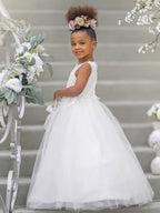 Ball-Gown/Princess Satin Tulle Floor-length Flower Girl Dress - photo 5