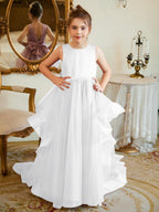 Ball-Gown/Princess Satin Tulle Floor-length Flower Girl Dress - photo 6